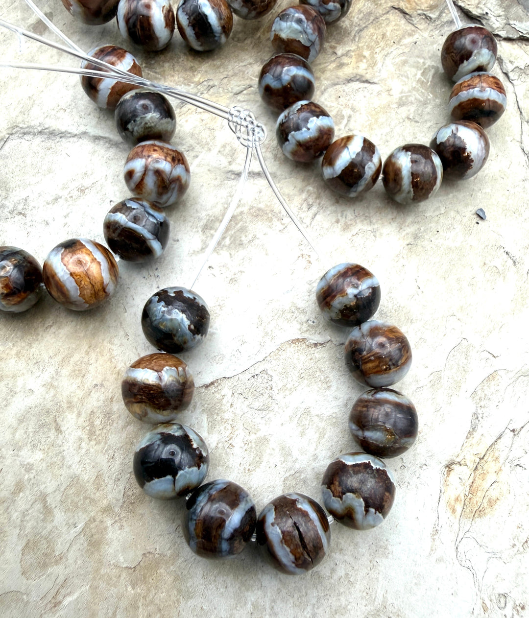 RARE Fossilized Woolly Mammoth Molar 10mm Beads Set of 9