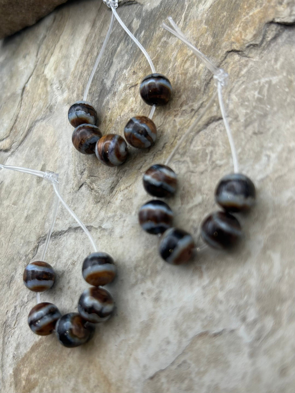 RARE Fossilized Woolly Mammoth Molar 8.5mm Beads Set of 5