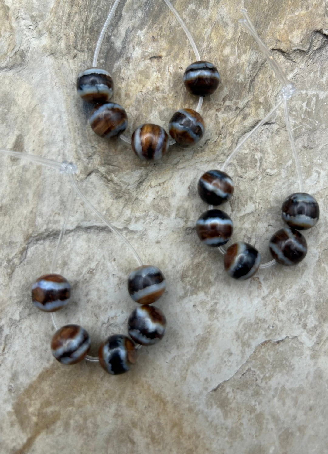 RARE Fossilized Woolly Mammoth Molar 8.5mm Beads Set of 5