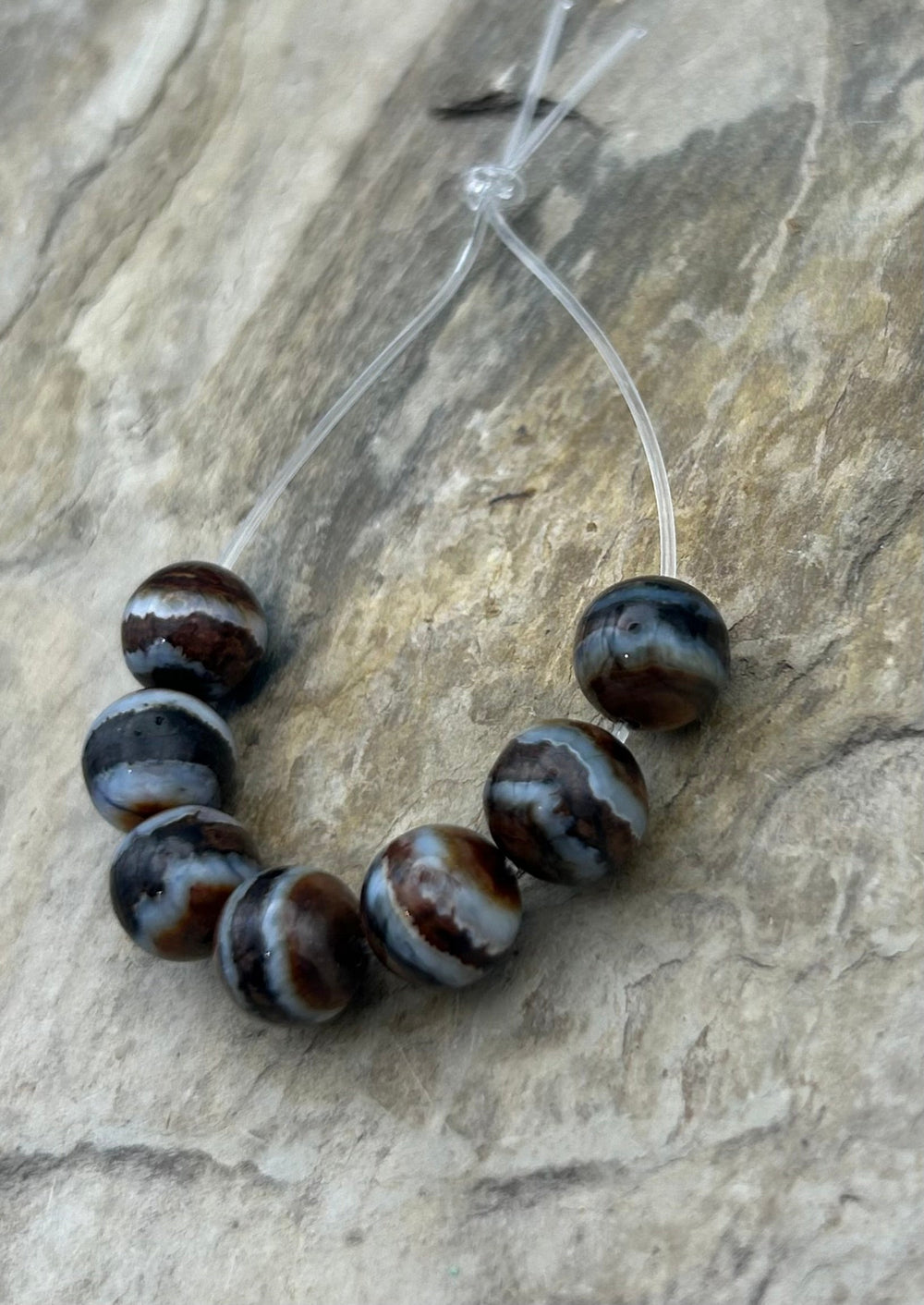 RARE Fossilized Woolly Mammoth Molar 8.5mm Beads Set of 7