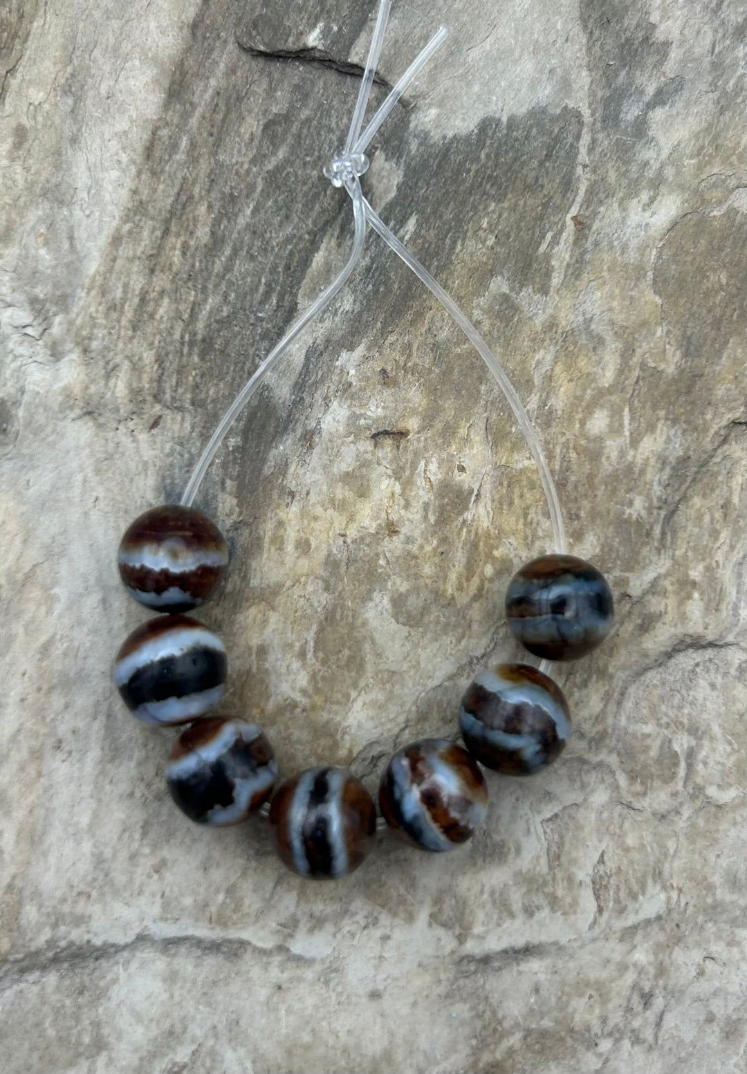 RARE Fossilized Woolly Mammoth Molar 8.5mm Beads Set of 7