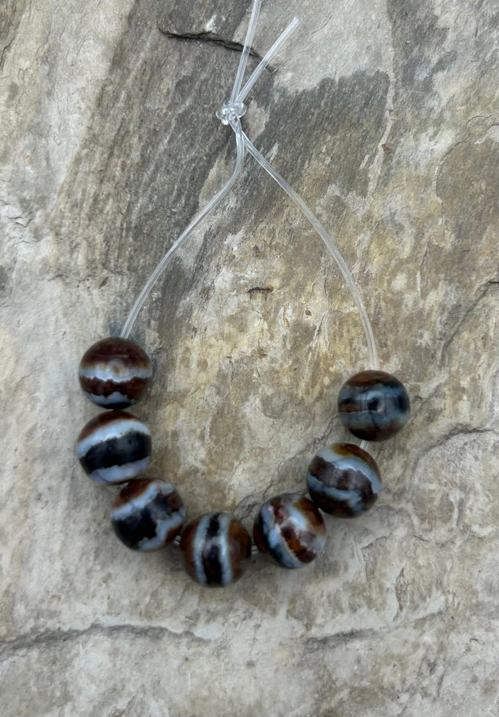 RARE Fossilized Woolly Mammoth Molar 8.5mm Beads Set of 7