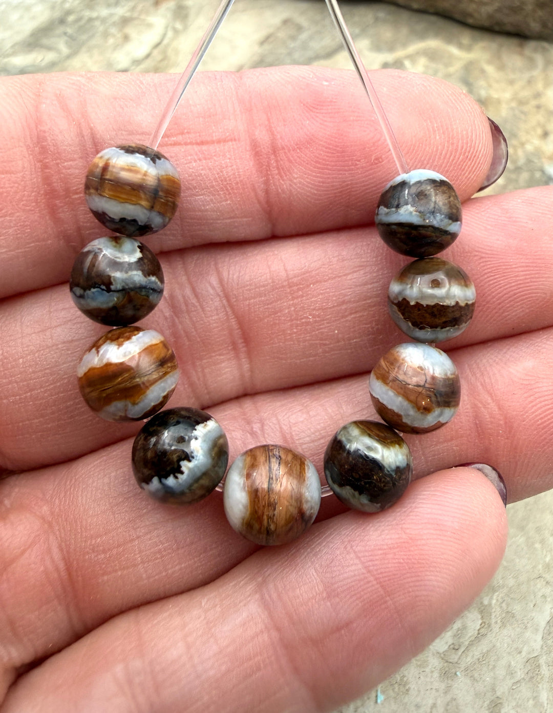 RARE Fossilized Woolly Mammoth Molar 8mm Beads Set of 9