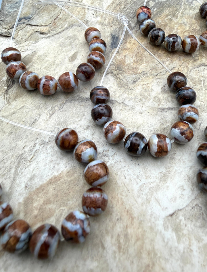 RARE Fossilized Woolly Mammoth Molar 8mm Beads Set of 9