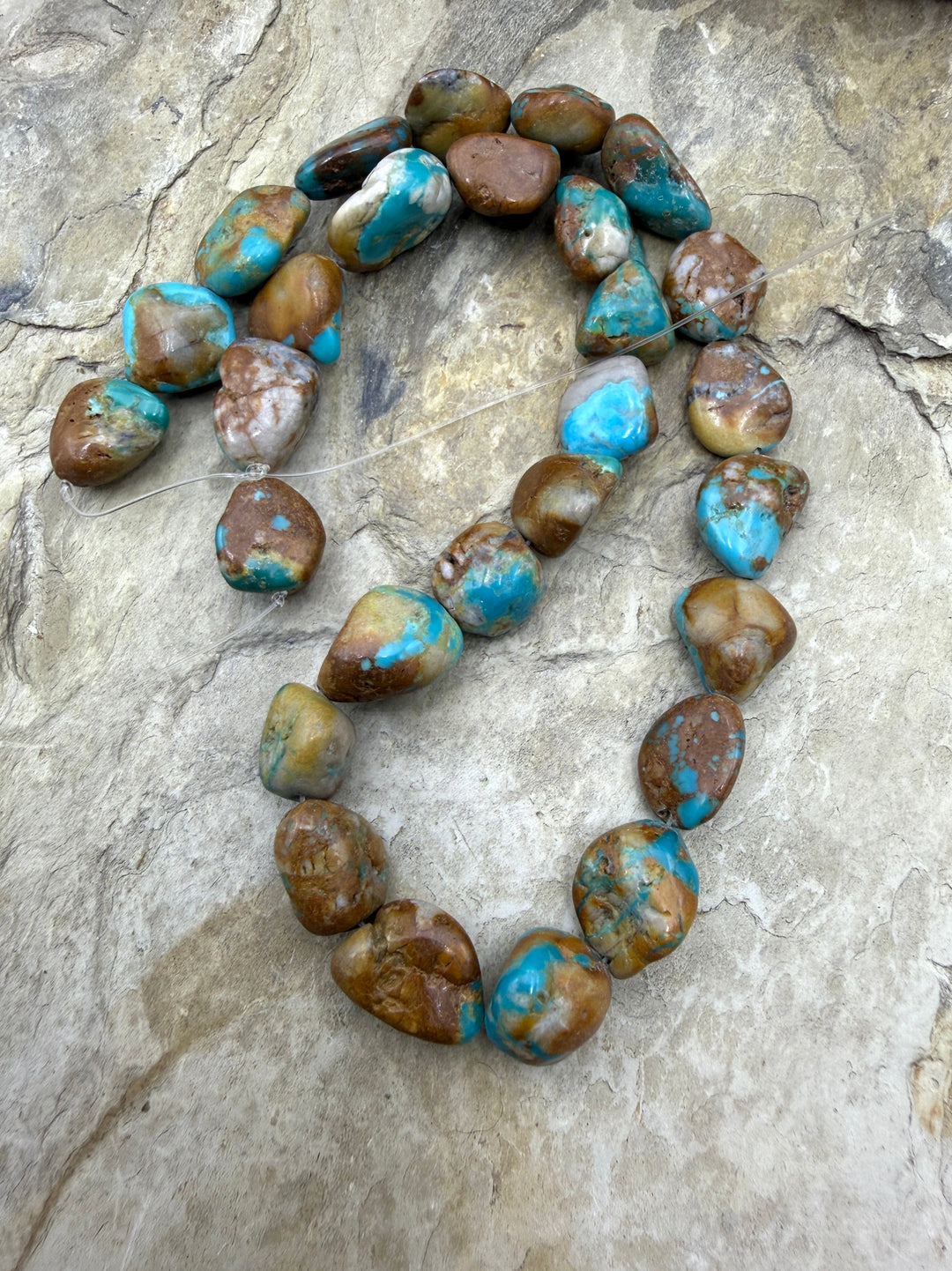 RARE Fox Turquoise (Nevada) 10-12x14mm Nugget Beads 16 Inch
