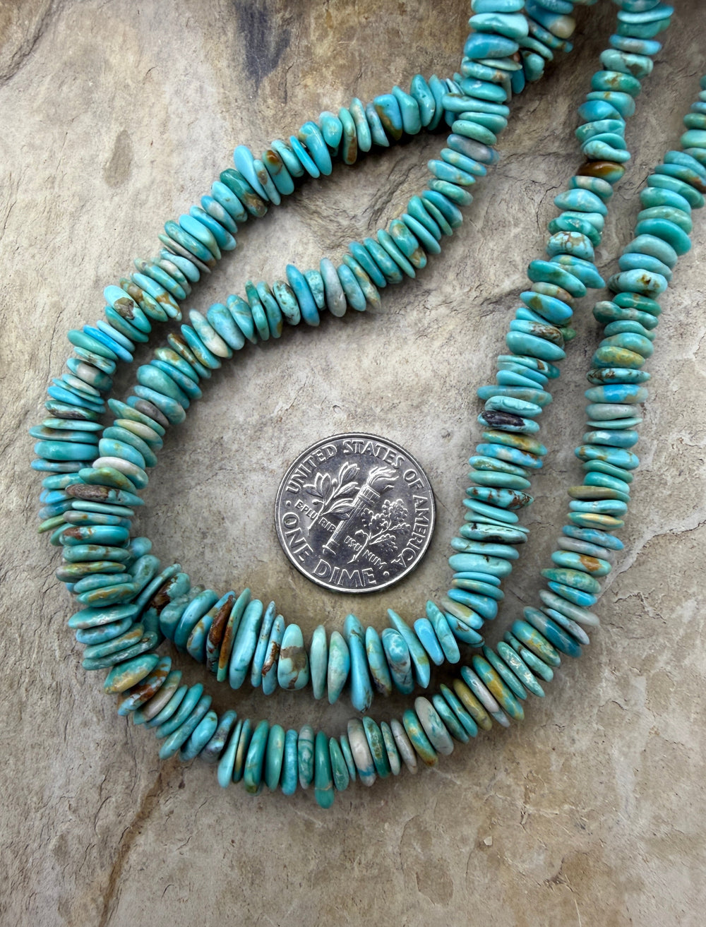 RARE Fox Turquoise (Nevada)4-6mmChip Beads 18 Inch Strand