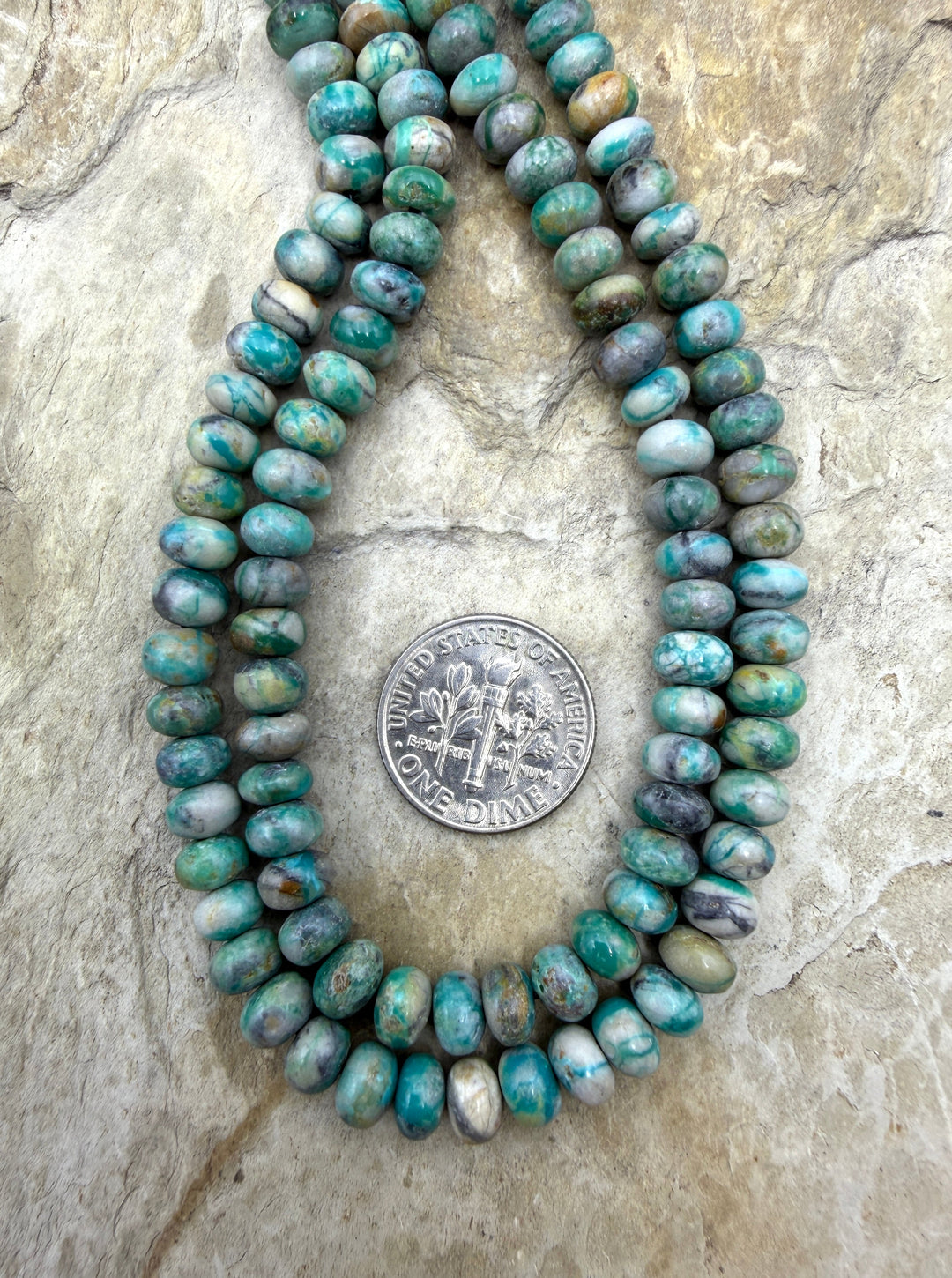 RARE Fox Turquoise (Nevada) 6mm Rondelle Shaped Beads 9