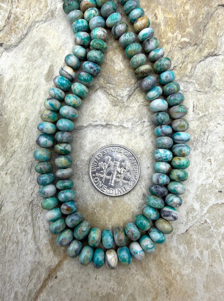 RARE Fox Turquoise (Nevada) 6mm Rondelle Shaped Beads 9