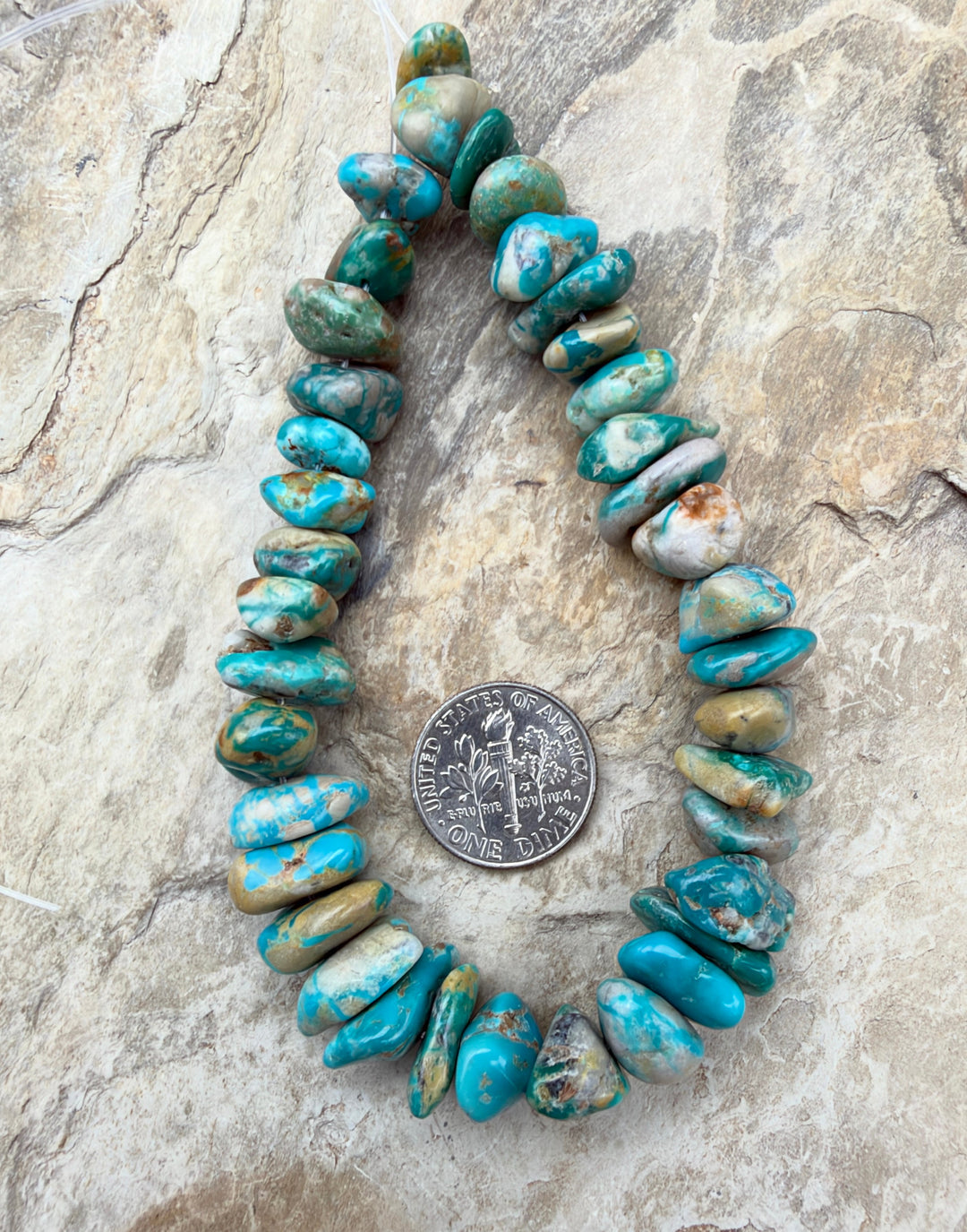 RARE Fox Turquoise (Nevada) Stacked Nugget Beads
