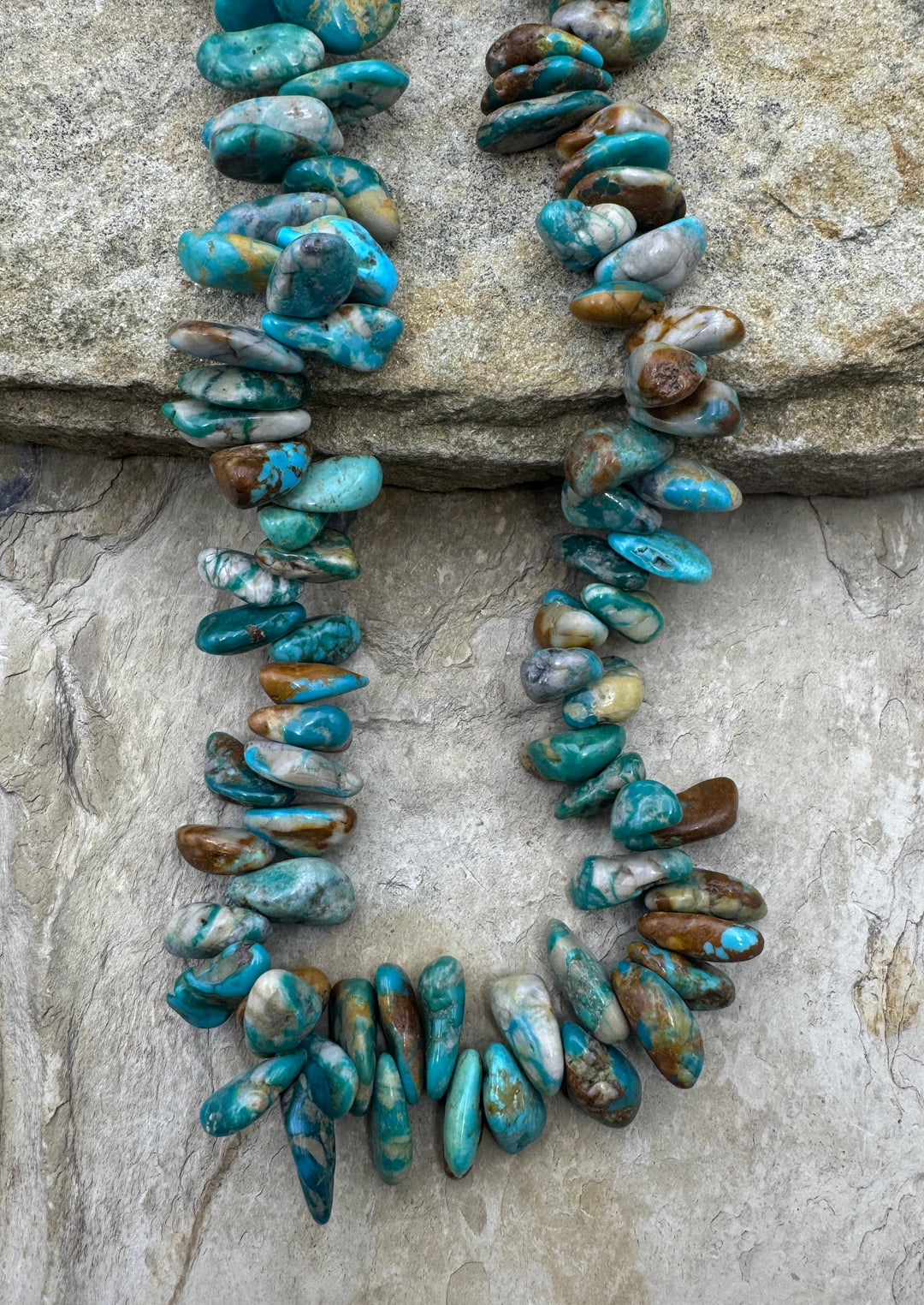 RARE Fox Turquoise (NV)8x15-9x18mm Long Nugget Bead Stand