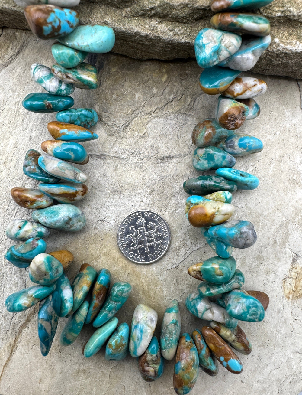 RARE Fox Turquoise (NV)8x15-9x18mm Long Nugget Bead Stand