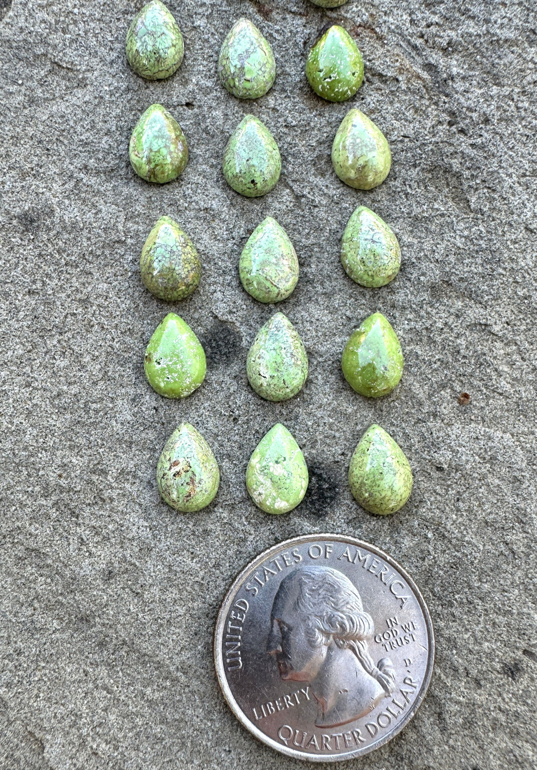 RARE Gaspeite (Canada)7x10mm Teardrop Cabochons (Package