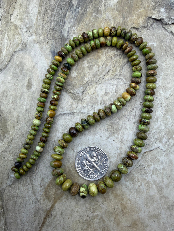 RARE Gaspeite (Canada) Graduated 4-7mm Rondelle Beads 16