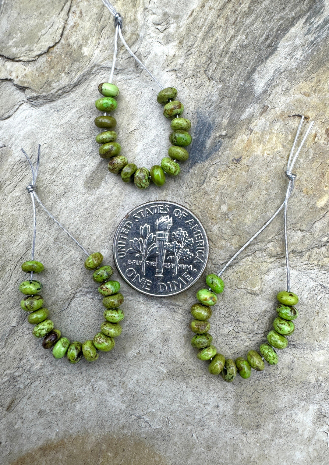 RARE Gaspeite (Canada) Graduated Rondelle Beads 4mm 15