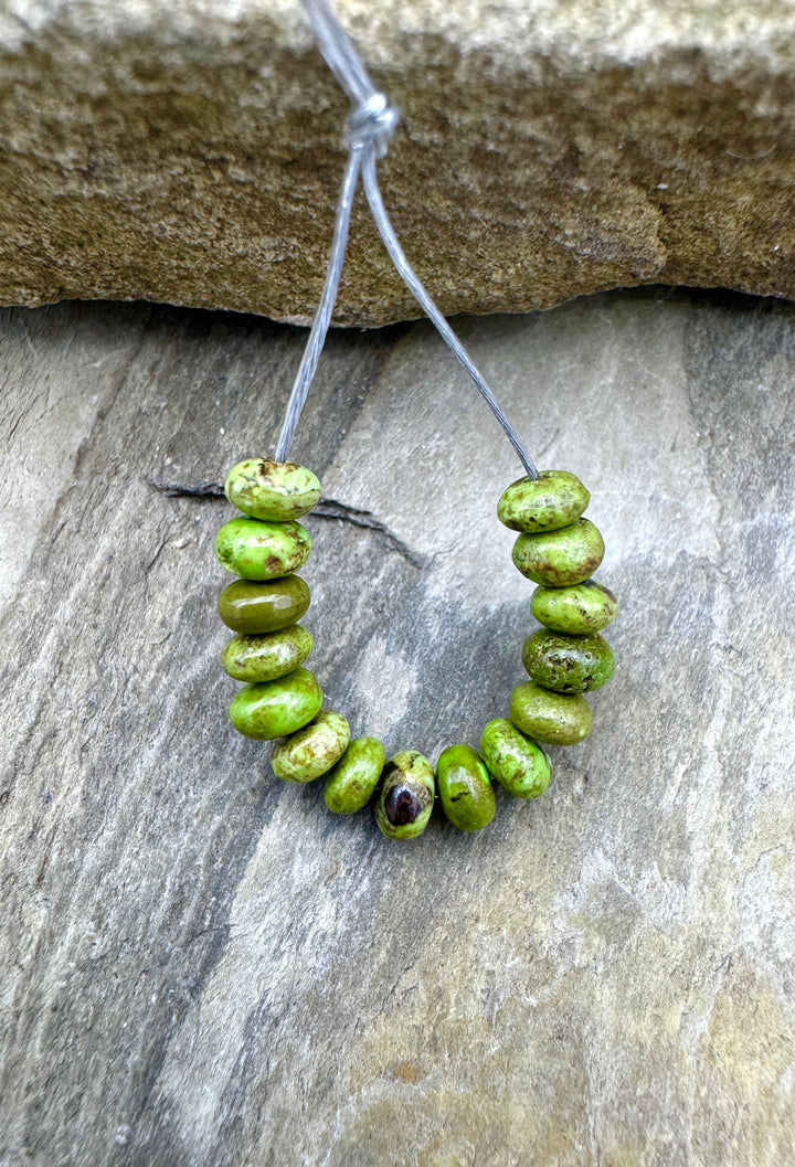 RARE Gaspeite (Canada) Graduated Rondelle Beads 4mm 15