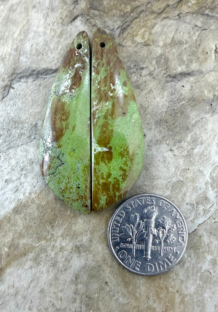 RARE Gaspeite (Canada) Matching Earring Slab Bead Pair