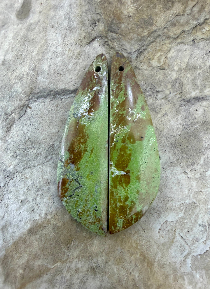 RARE Gaspeite (Canada) Matching Earring Slab Bead Pair