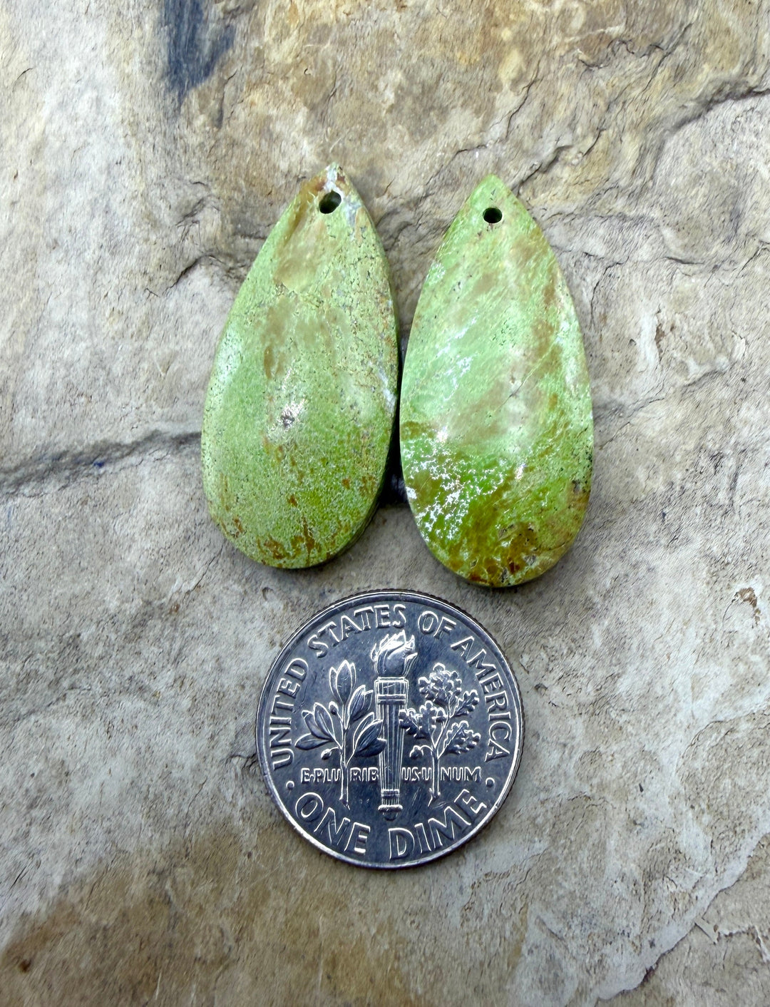 RARE Gaspeite (Canada) Matching Earring Slab Bead Pair