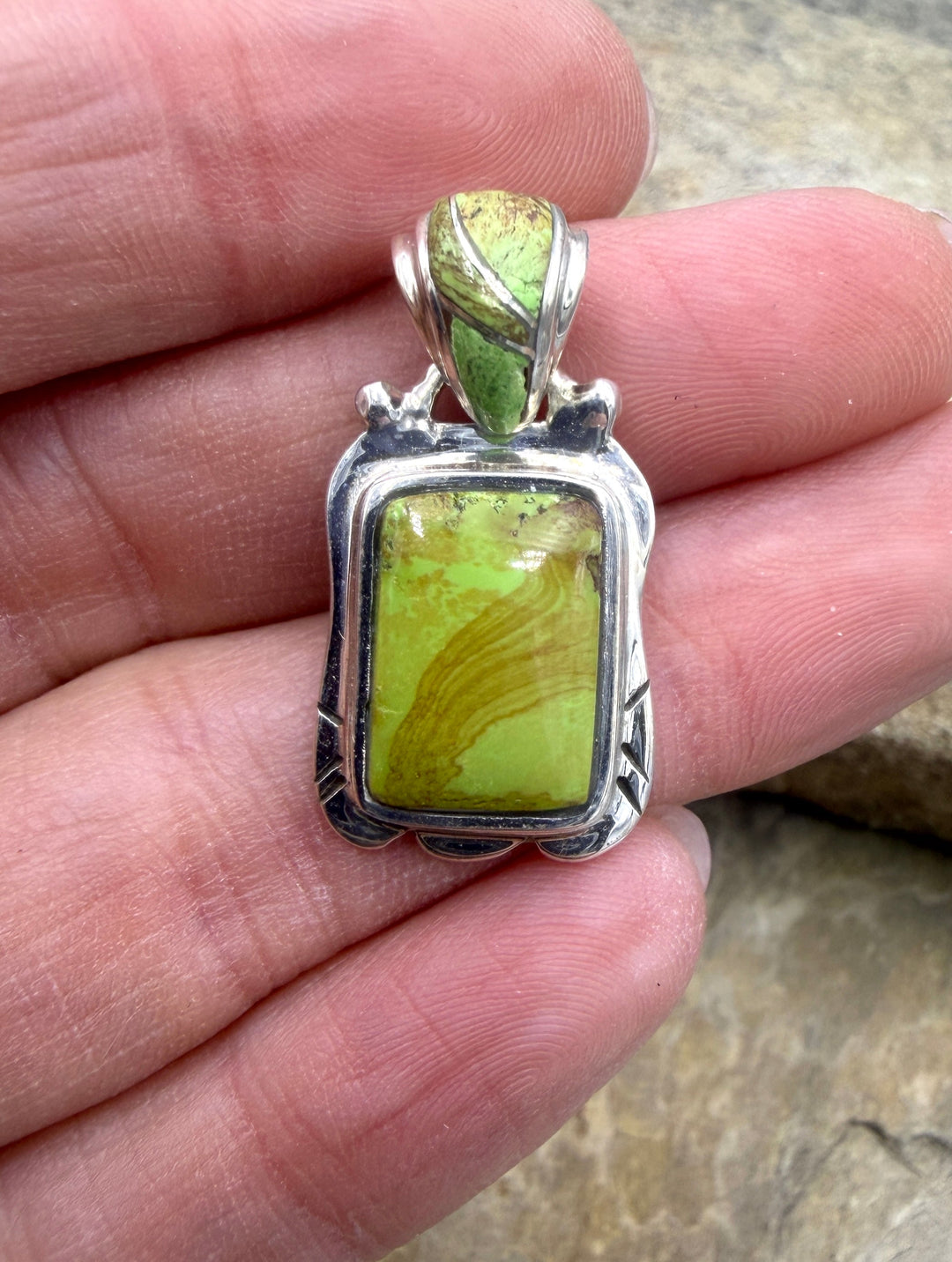 RARE Gaspeite (Canada) Sterling Silver Pendant