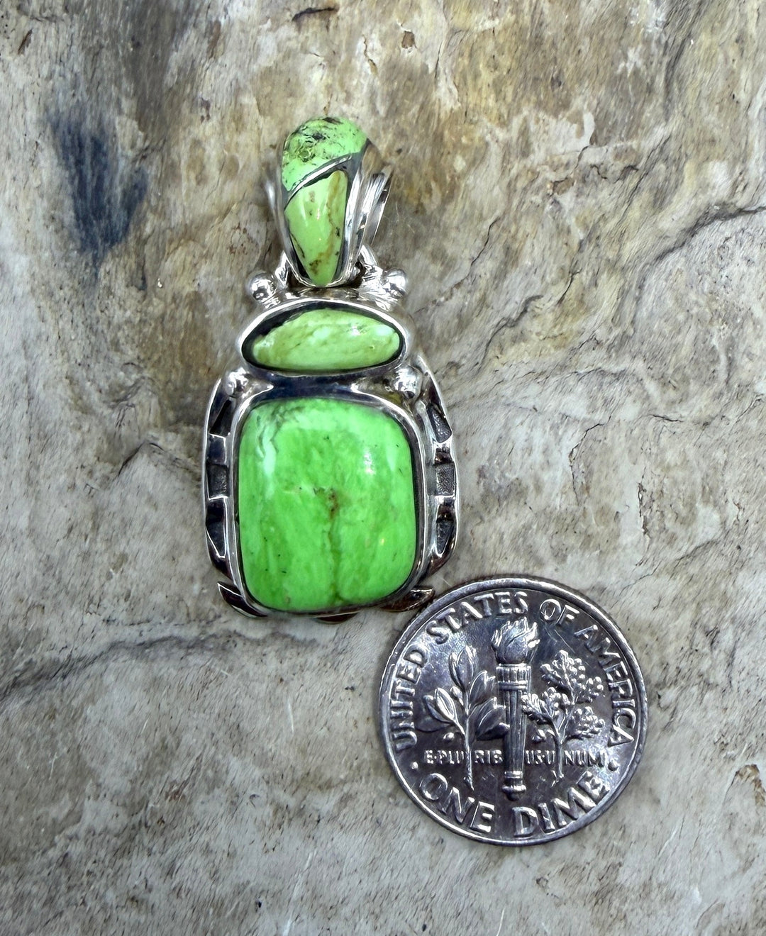 RARE Gaspeite (Canada) Sterling Silver Pendant