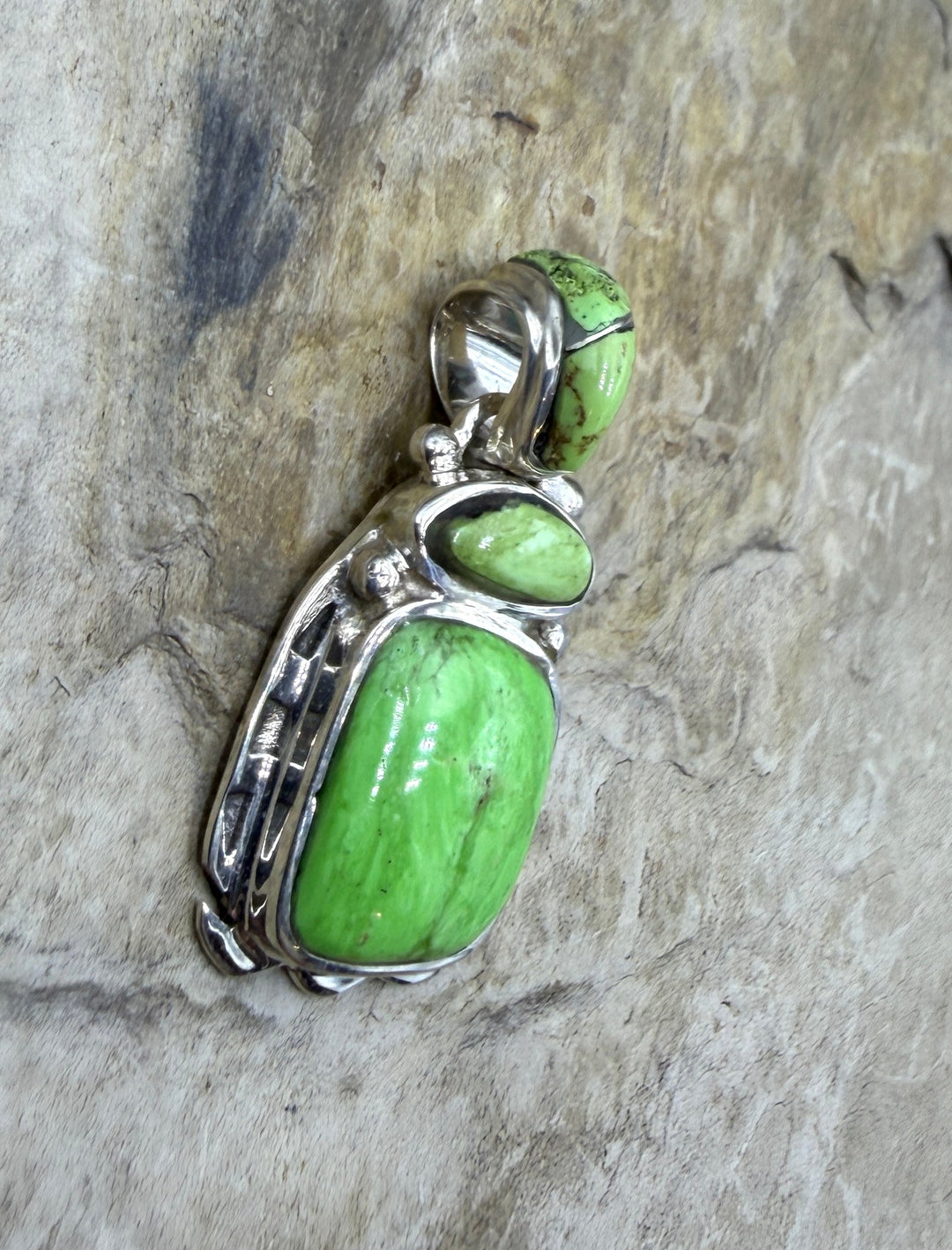 RARE Gaspeite (Canada) Sterling Silver Pendant