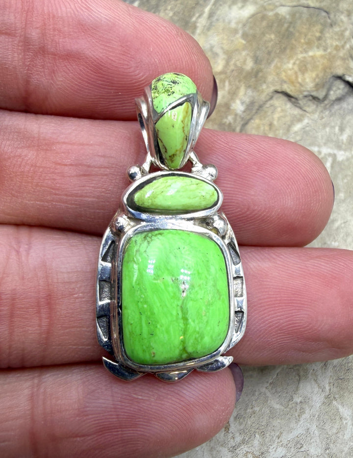 RARE Gaspeite (Canada) Sterling Silver Pendant