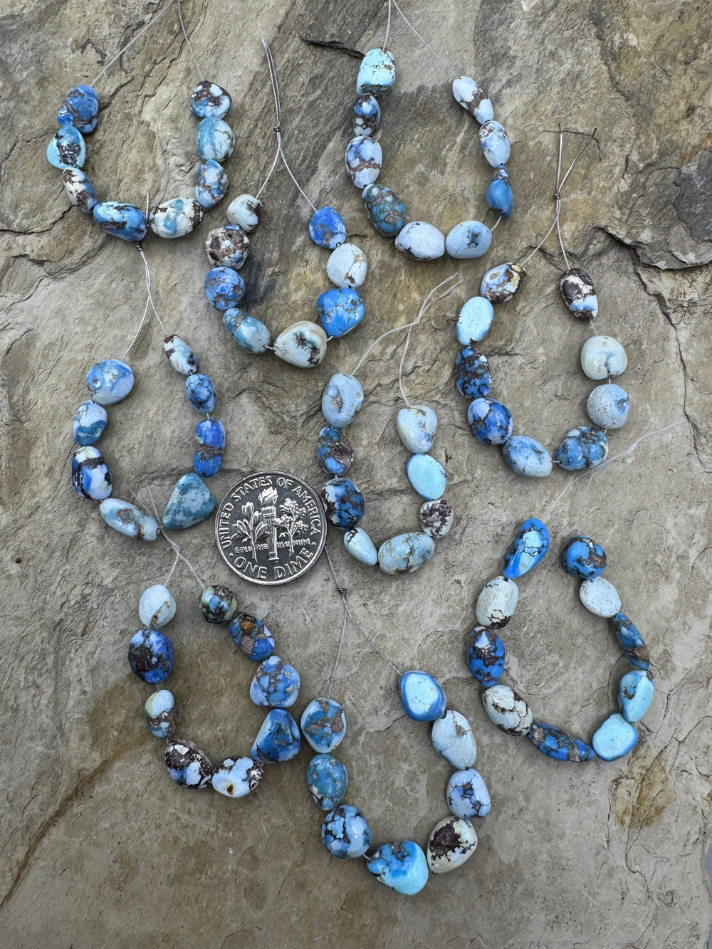 RARE Golden Hills Turquoise (Kazakhstan) 5-7mm Set of 8