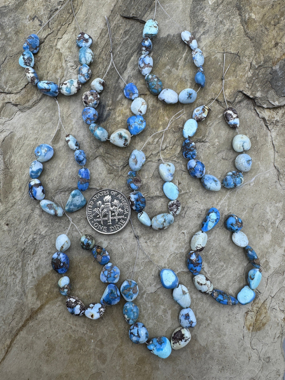 RARE Golden Hills Turquoise (Kazakhstan) 5-7mm Set of 8