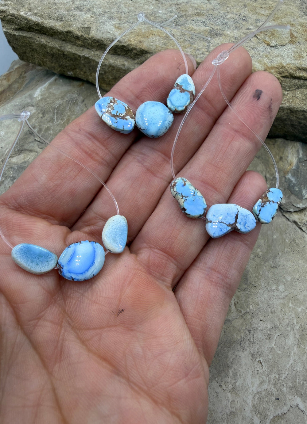 RARE Golden Hills Turquoise (Kazakhstan) Handcut 3 Bead