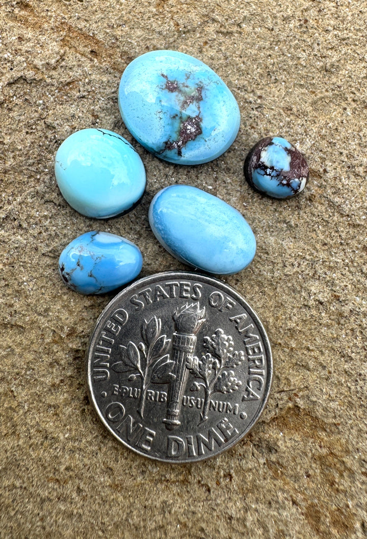 RARE Golden Hills Turquoise (Kazakhstan) Mini Cabochons Set
