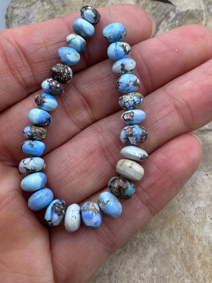 RARE Golden Hills Turquoise (Kazakhstan) Rondelle 6mm Beads