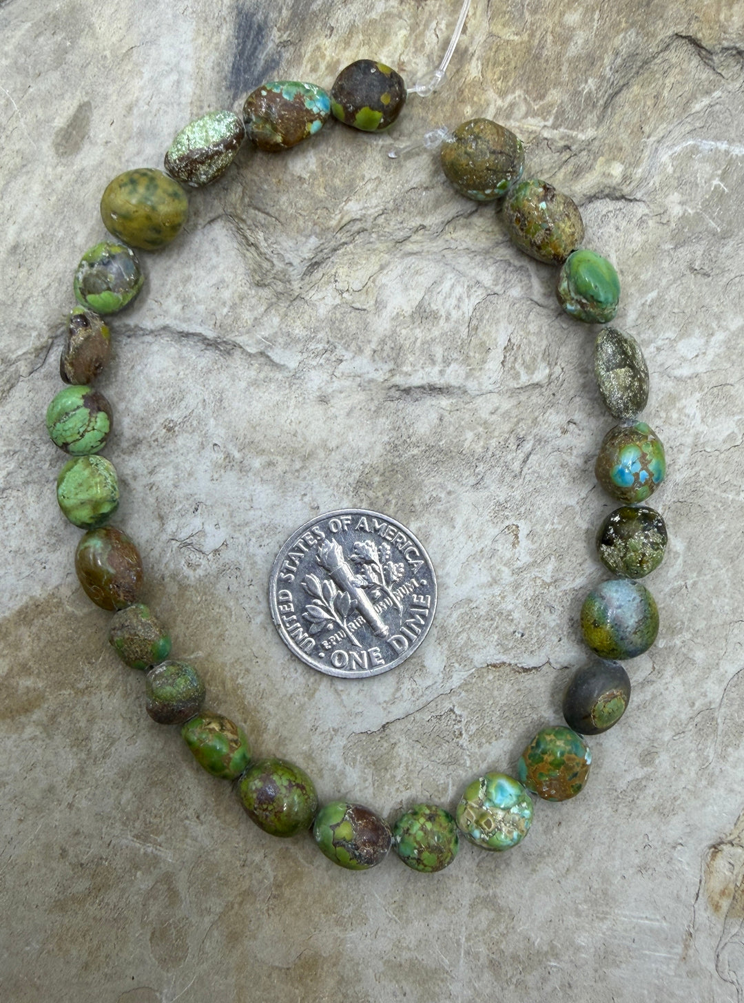 RARE Green Royston Turquoise (NV) Rounded Nugget Beads