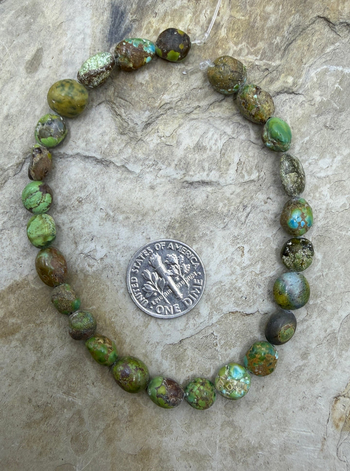 RARE Green Royston Turquoise (NV) Rounded Nugget Beads