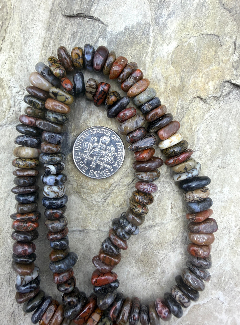 RARE High Pattern Utah Dinosaur Bone 6-10mm Flat Nugget