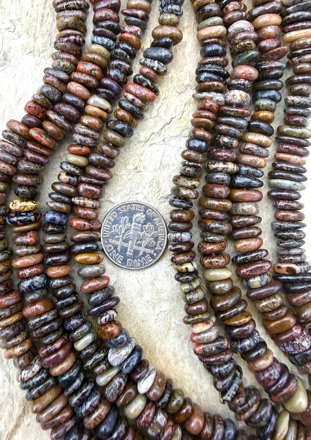 RARE High Pattern Utah Dinosaur Bone 6-10mm Flat Nugget