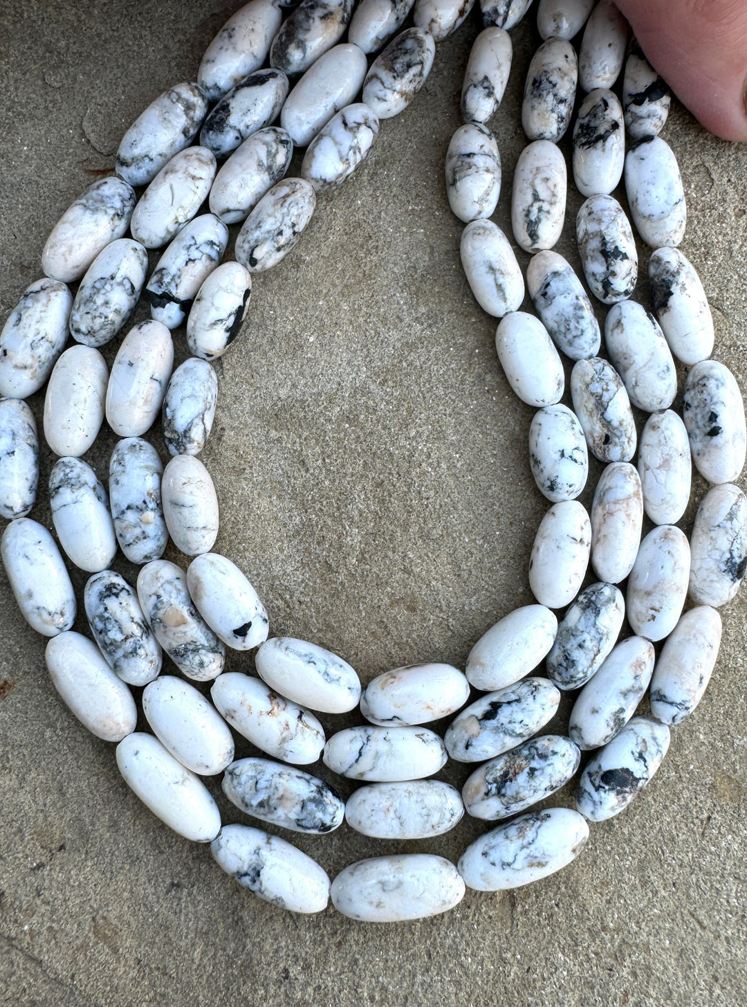 RARE High Quality White Buffalo 14x6mm Oval Beads (16 inch