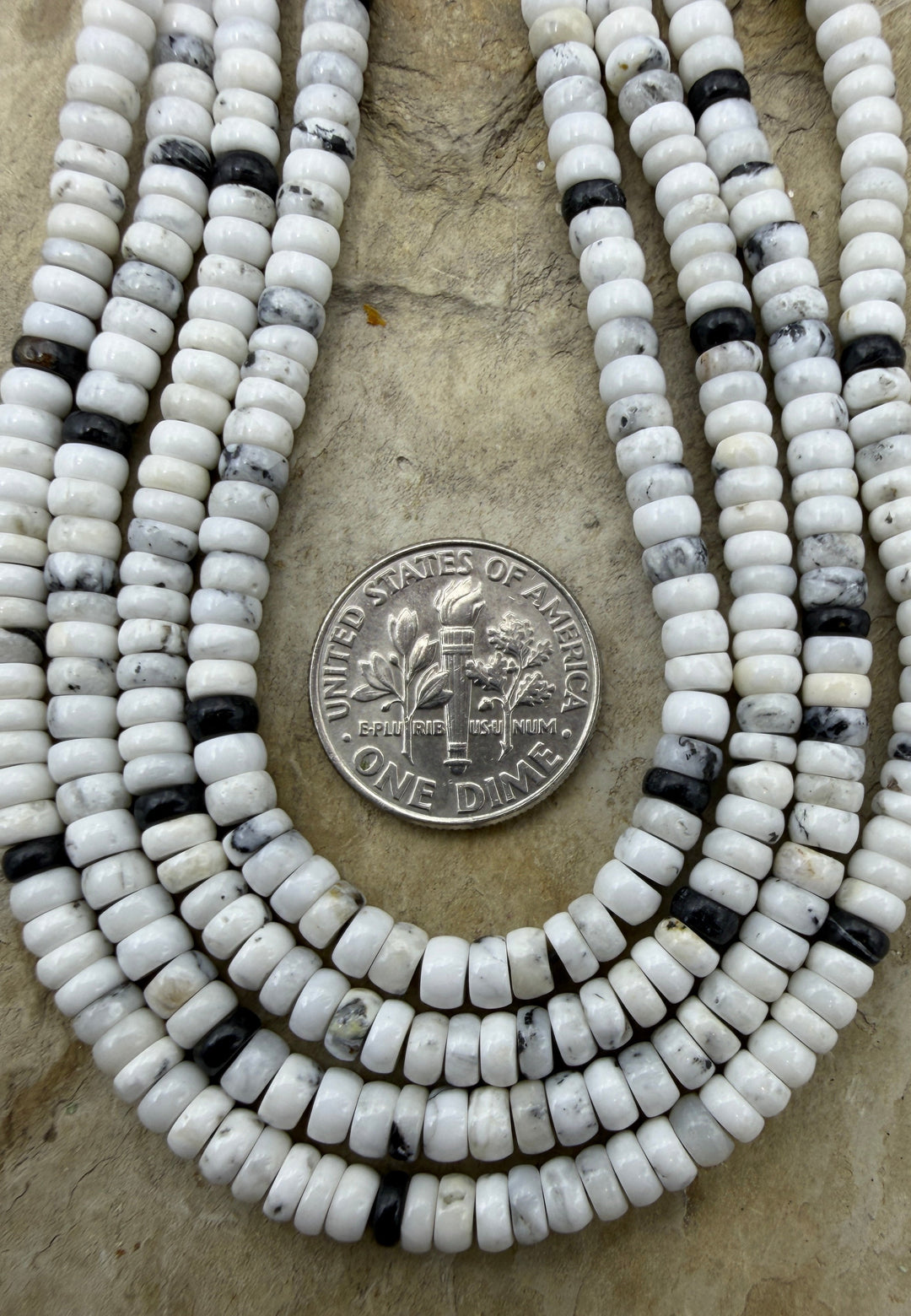 RARE High Quality White Buffalo 4mm Button Beads 9 Inch