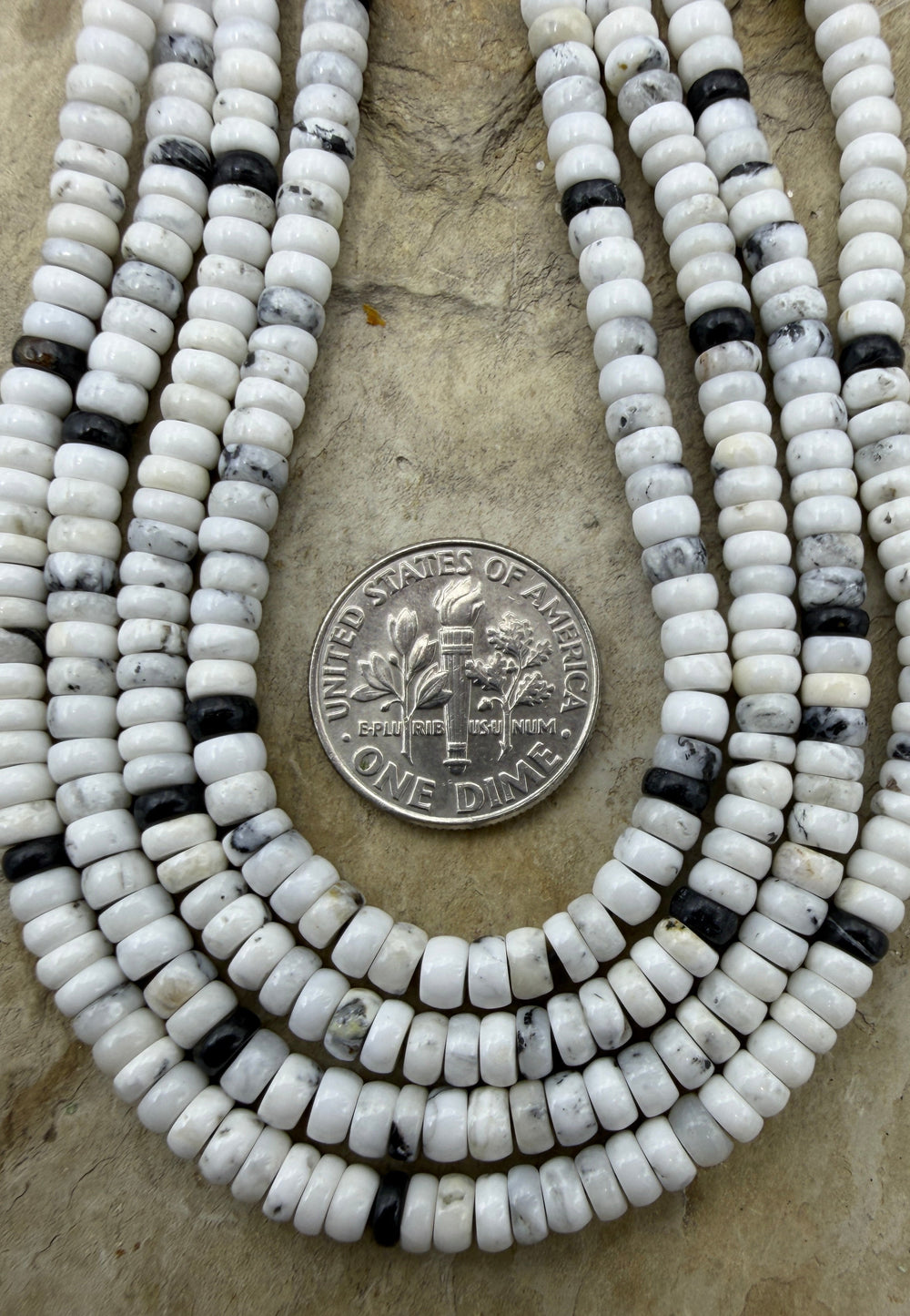 RARE High Quality White Buffalo 4mm Button Beads 9 Inch