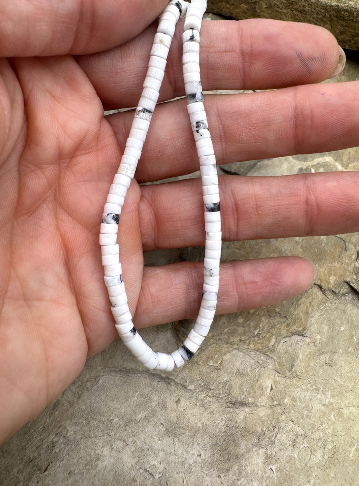 RARE High Quality White Buffalo 4mm Heishi Beads (9 inch