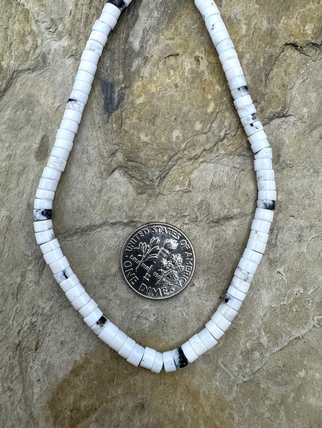 RARE High Quality White Buffalo 4mm Heishi Beads (9 inch