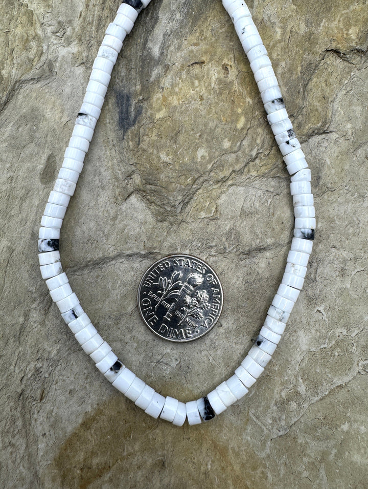 RARE High Quality White Buffalo 4mm Heishi Beads (9 inch