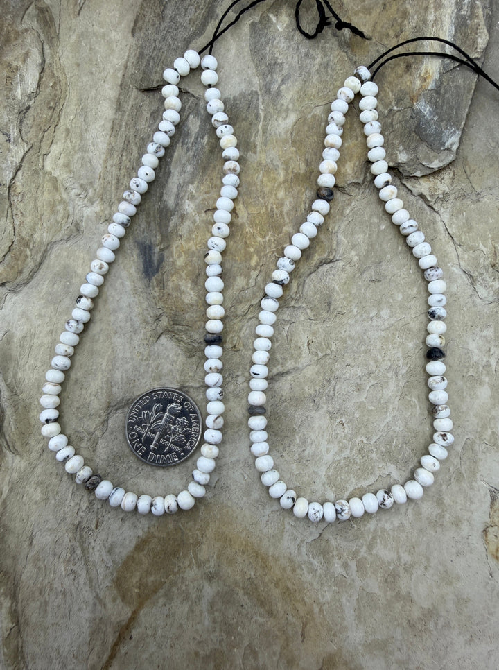 RARE High Quality White Buffalo 4mm Rondelle Beads 9 Inch