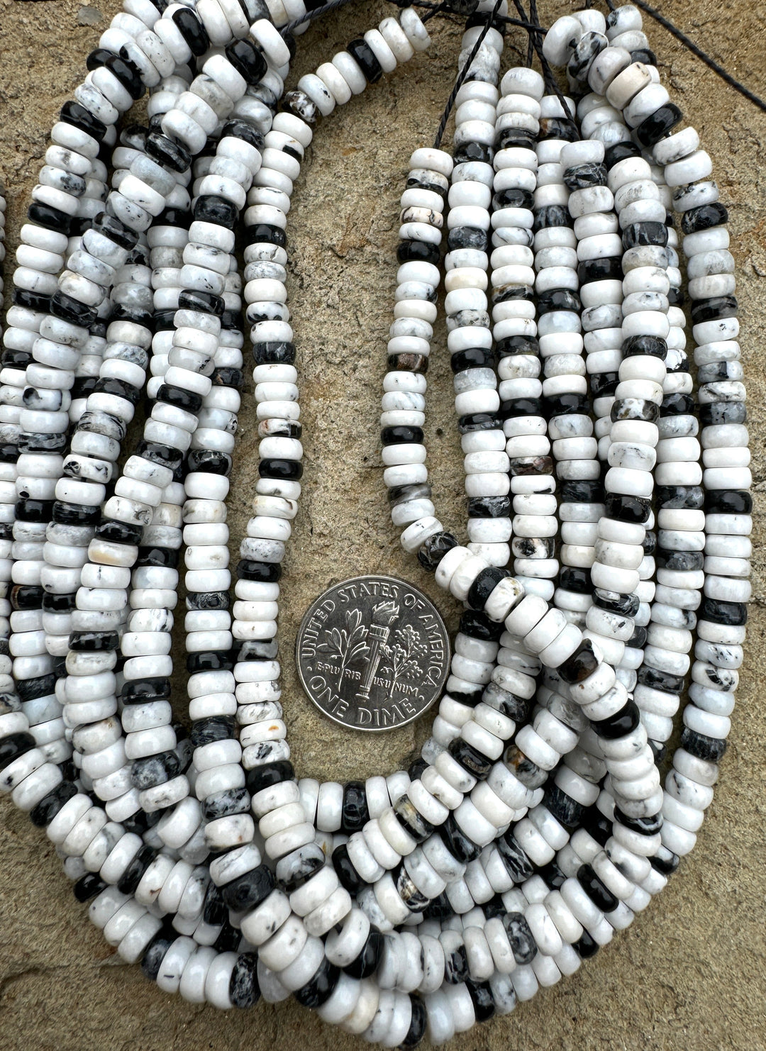 RARE High Quality White Buffalo 5mm Button Beads (9 inch