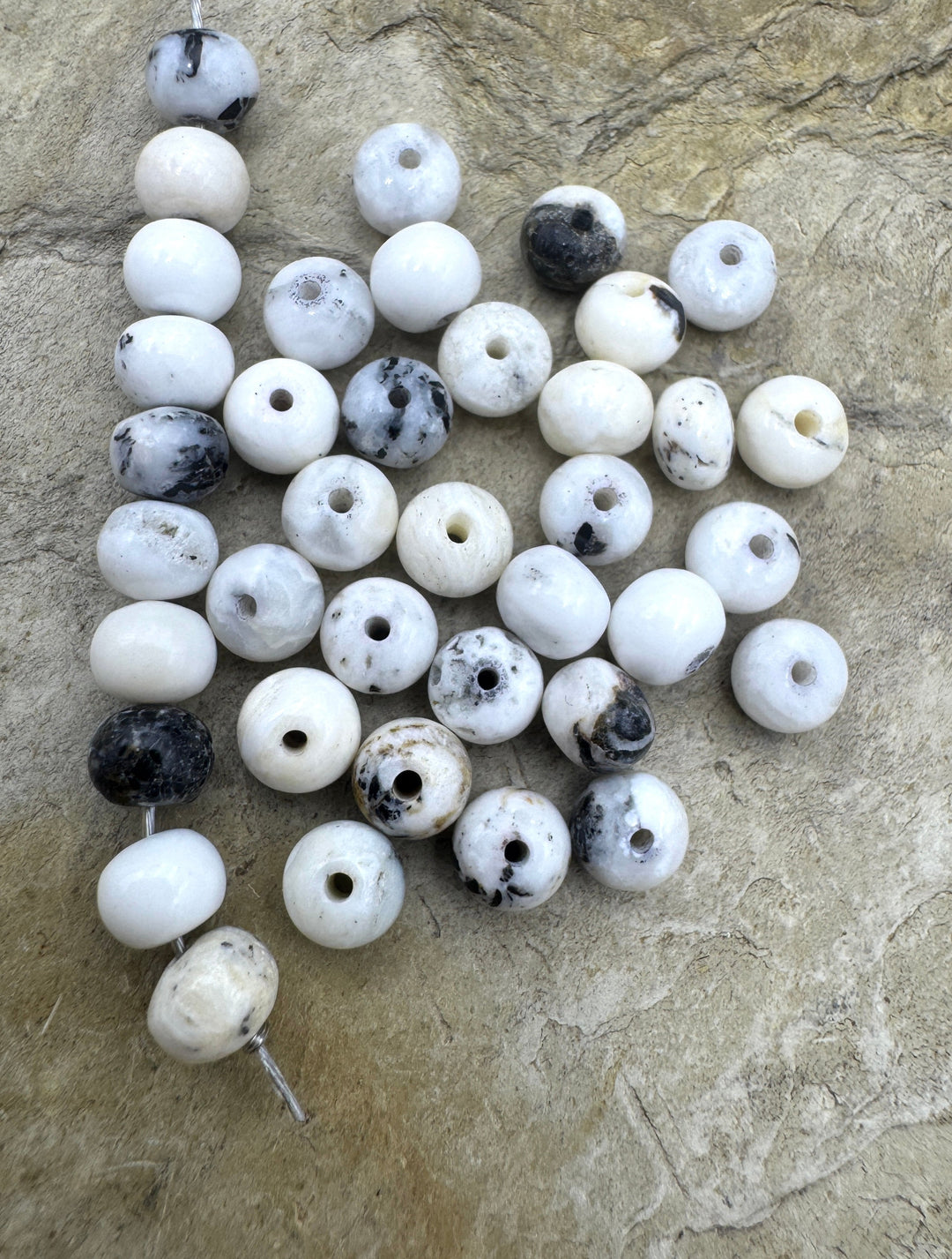 RARE High Quality White Buffalo 5mm Rondelle Beads (Package
