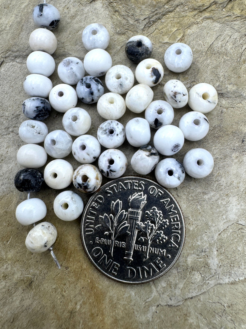 RARE High Quality White Buffalo 5mm Rondelle Beads (Package