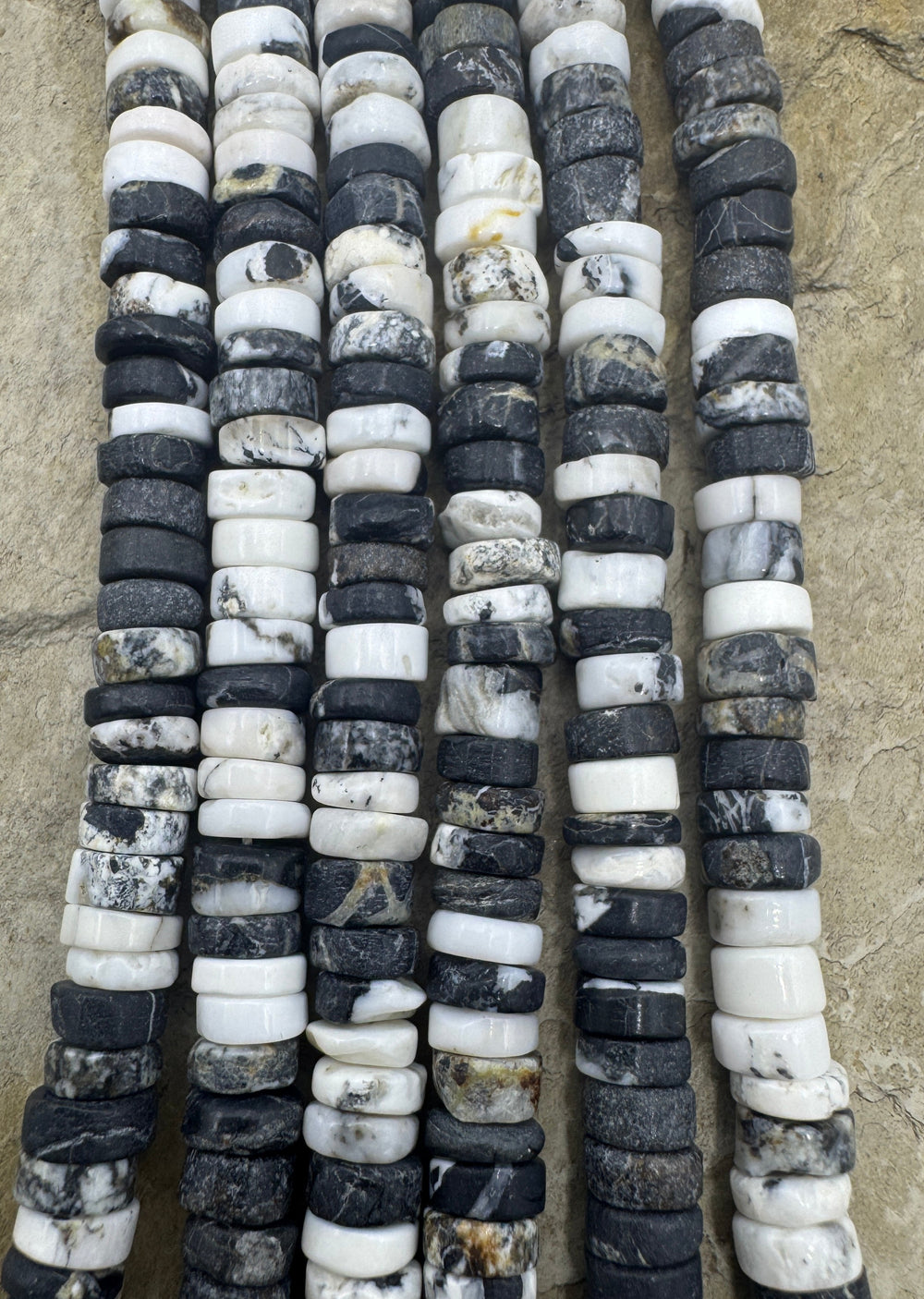 RARE High Quality White Buffalo 6 7mm Heishi Beads (9 inch