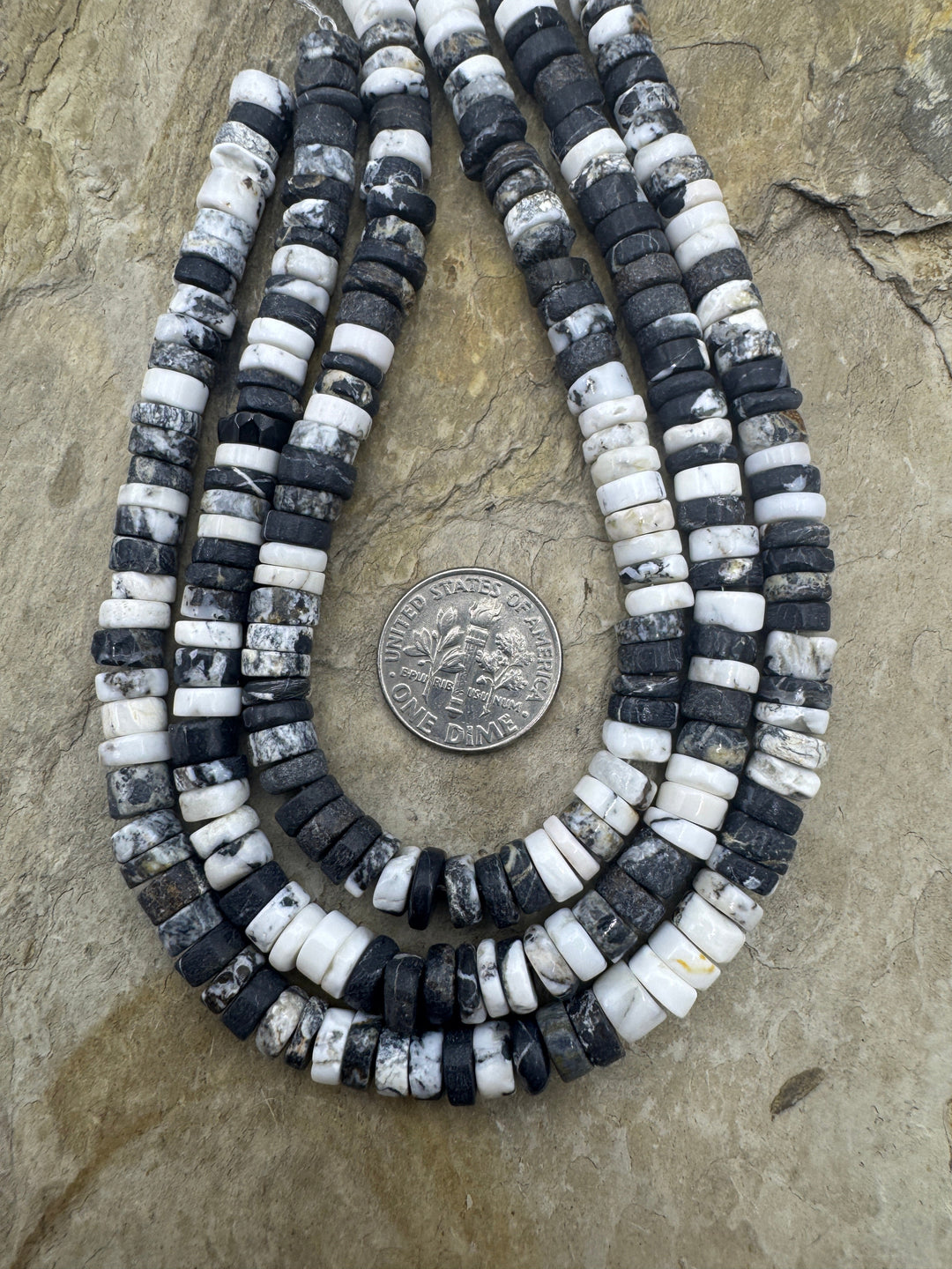RARE High Quality White Buffalo 6 7mm Heishi Beads (9 inch