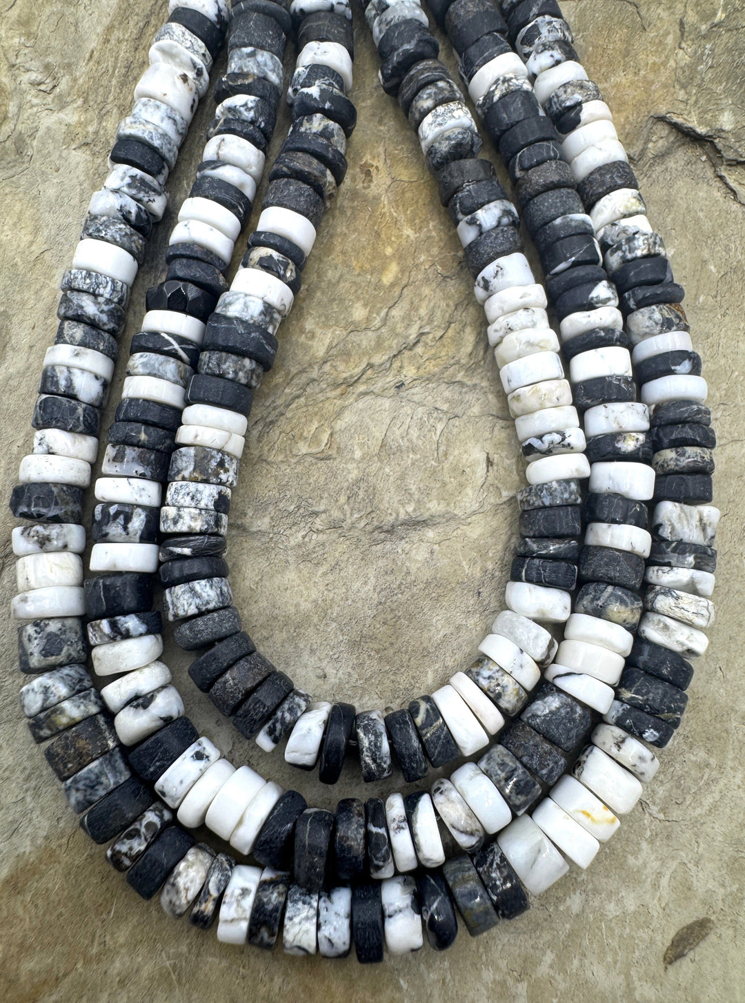 RARE High Quality White Buffalo 6 7mm Heishi Beads (9 inch
