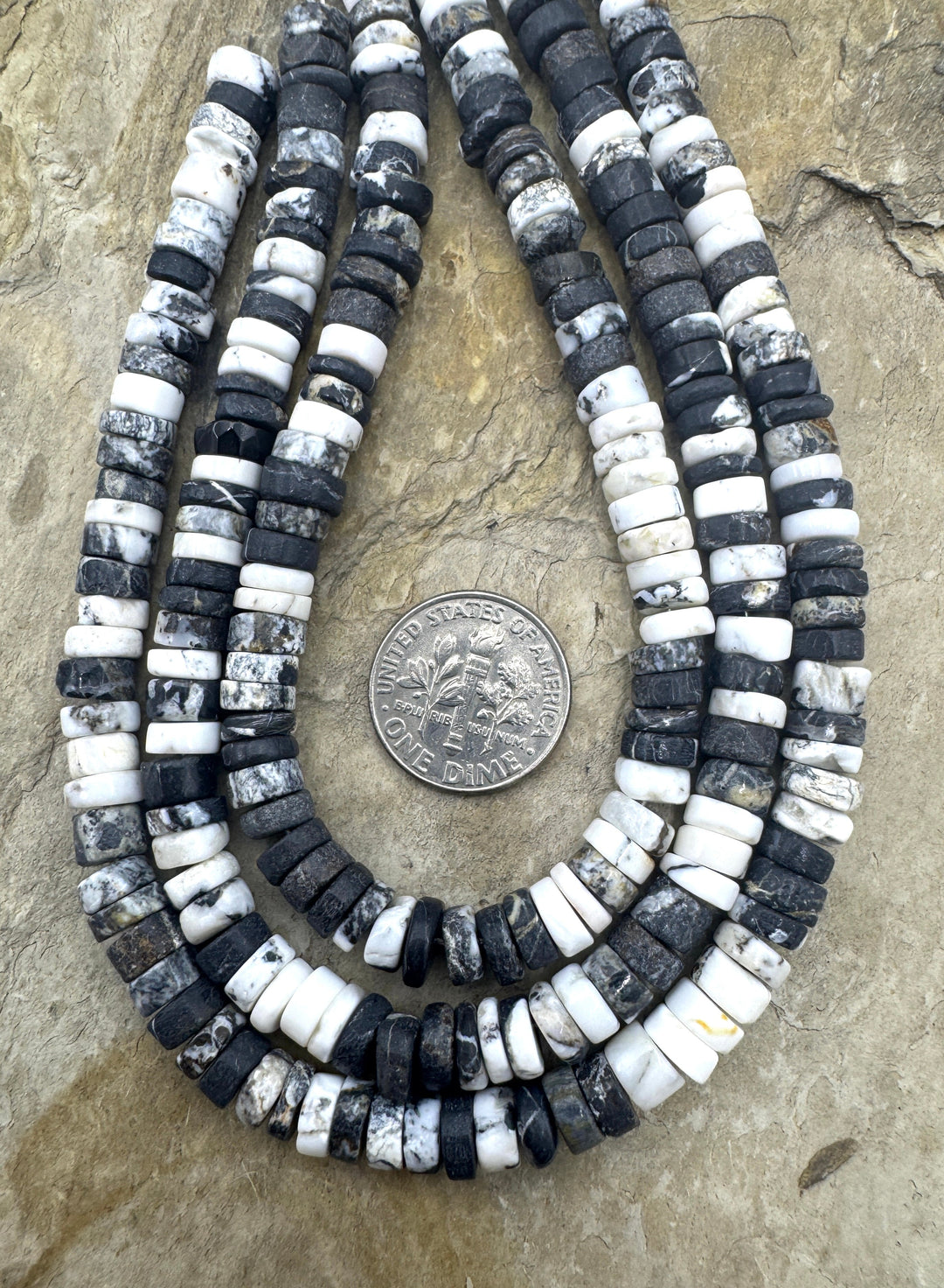 RARE High Quality White Buffalo 6 7mm Heishi Beads (9 inch