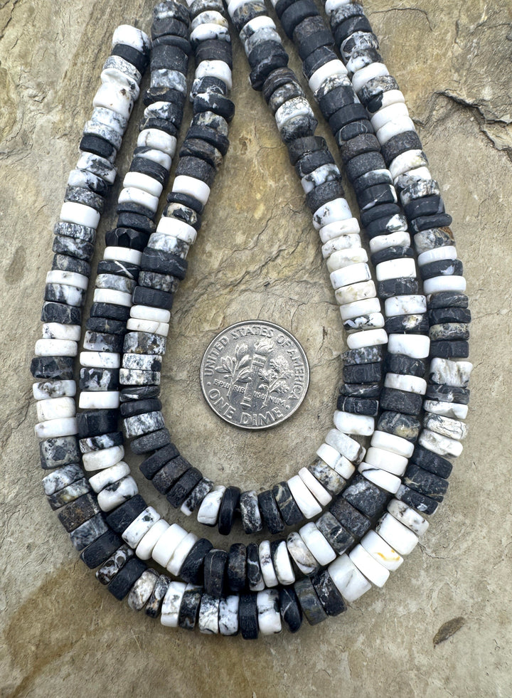 RARE High Quality White Buffalo 6 7mm Heishi Beads (9 inch